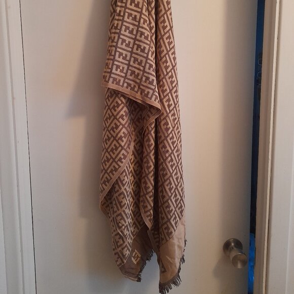 Fendi wool & silk Monogram Scarf/Shawl/Wrap. - Picture 7 of 12